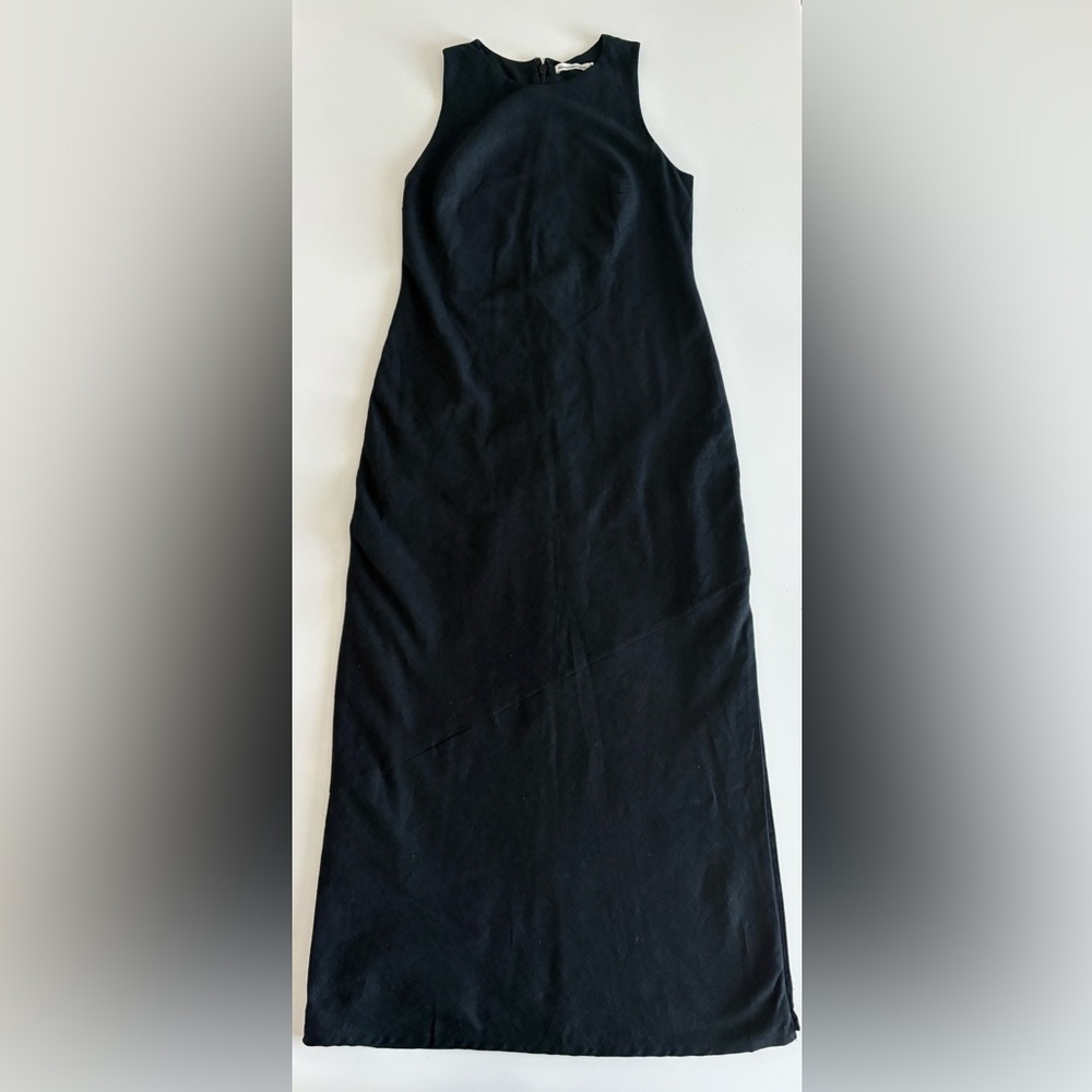 Abercrombie & Fitch Black Straight Linen Lined Maxi Dress